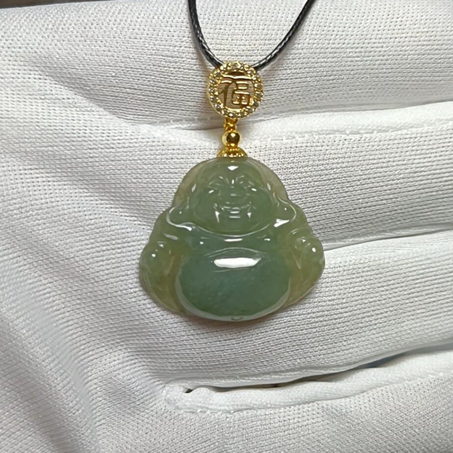 商场撤柜-天然翡翠A货佛公吊坠玉坠挂件 带官方证书保真品礼物y30