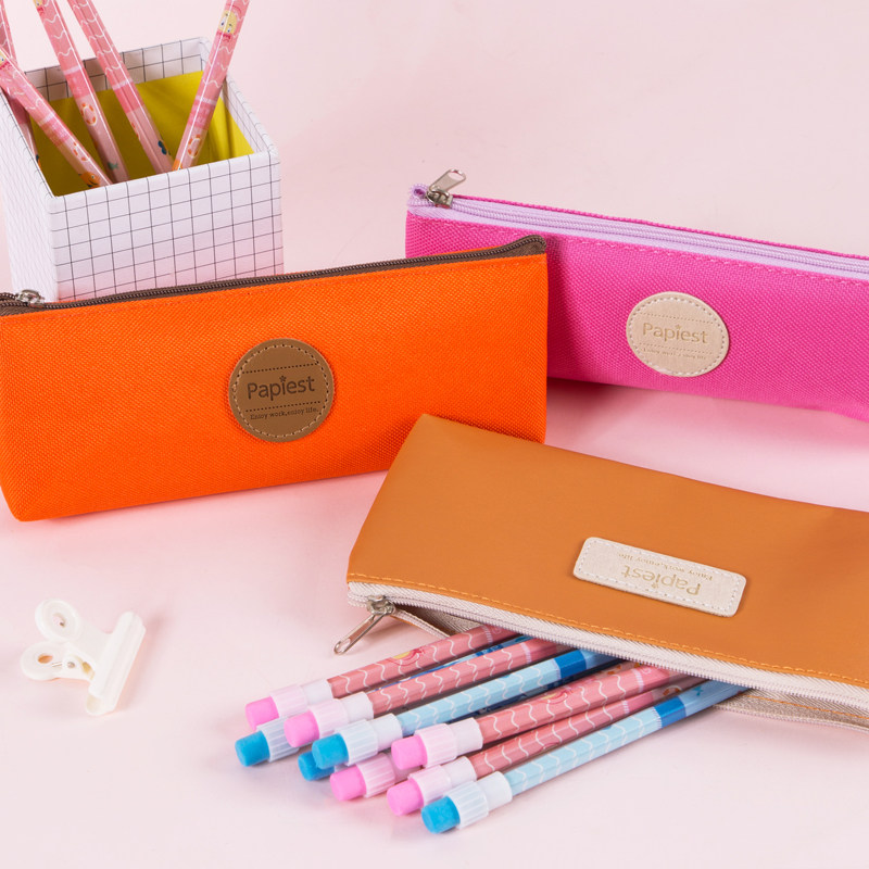 广博文具学生笔袋女生化妆包眉笔包帆布铅笔袋多功能笔袋PU零钱包