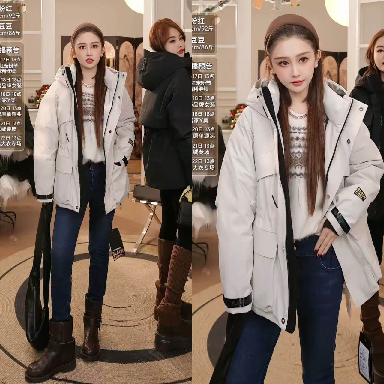 【12.16开场盲盒2】黑金风壳4.0女冬收腰风衣加厚鹅绒服短款905