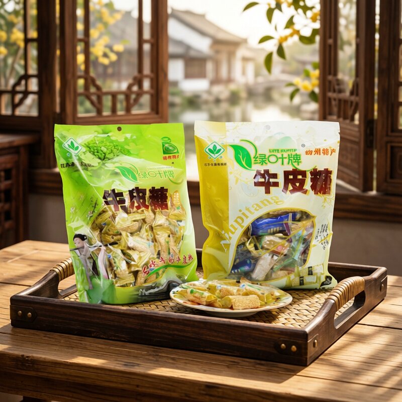 扬州特产绿叶牌牛皮糖袋装多口味400克桂花味550g休闲食品软糖果
