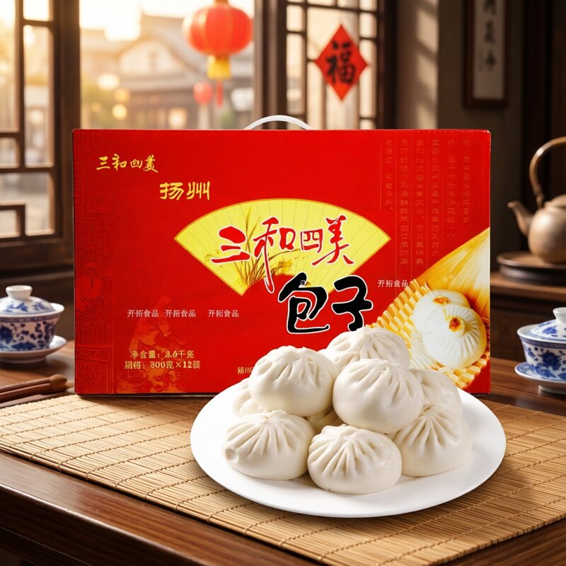 扬州特产三和四美包子礼盒12袋装早餐点心速冻送礼江浙沪皖包邮