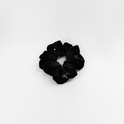 新款高级感真丝丝绒水晶发圈