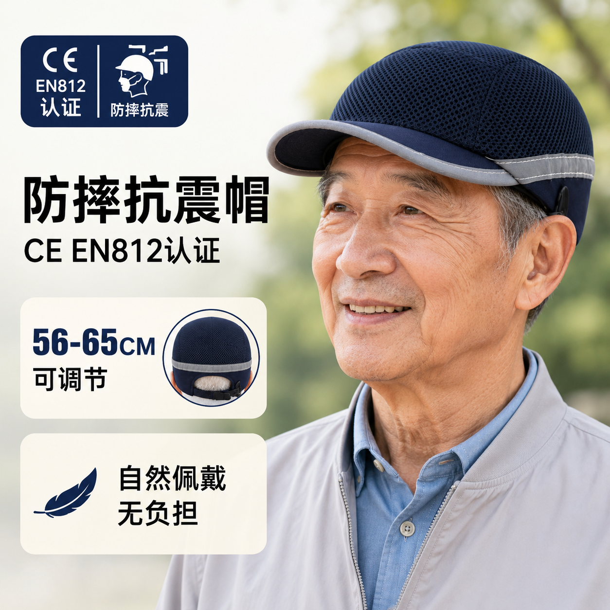 老年成人防摔帽开颅术后保护头部跌倒撞神器安全盔套护具四季透气