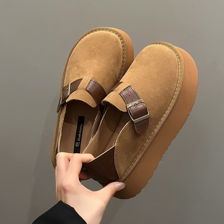 厚底勃肯鞋女真皮复古乐福鞋2024春夏新款韩版百搭女鞋皮带扣单鞋
