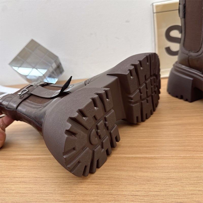 欧货2025秋冬新款切尔西女款真皮增高骑士靴英伦风厚底马丁靴短靴