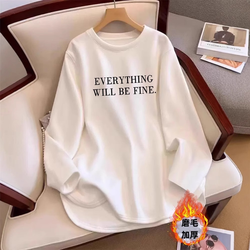 遮屁股中长款白色长袖T恤女秋冬内搭叠穿打底衫鲨鱼裤搭配的上衣