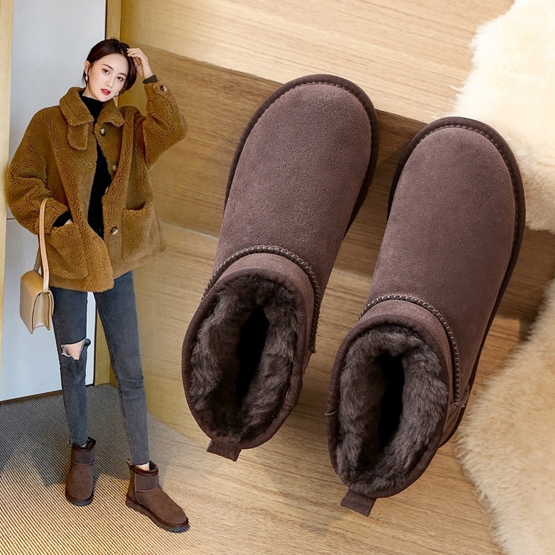 ZHR雪地靴女2023冬季新款加绒加厚保暖休闲棉鞋ins潮时尚平底短靴