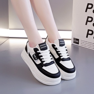 ins女学生厚底增高运动板鞋 2025春季 韩版 新款 休闲街拍W2029 小白鞋