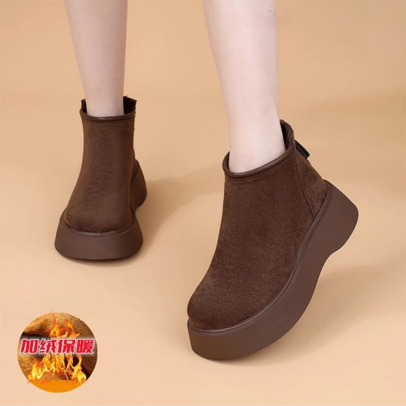 爆款大头松糕加绒勃肯鞋短靴英伦风厚底松糕马丁靴女2025秋冬新款