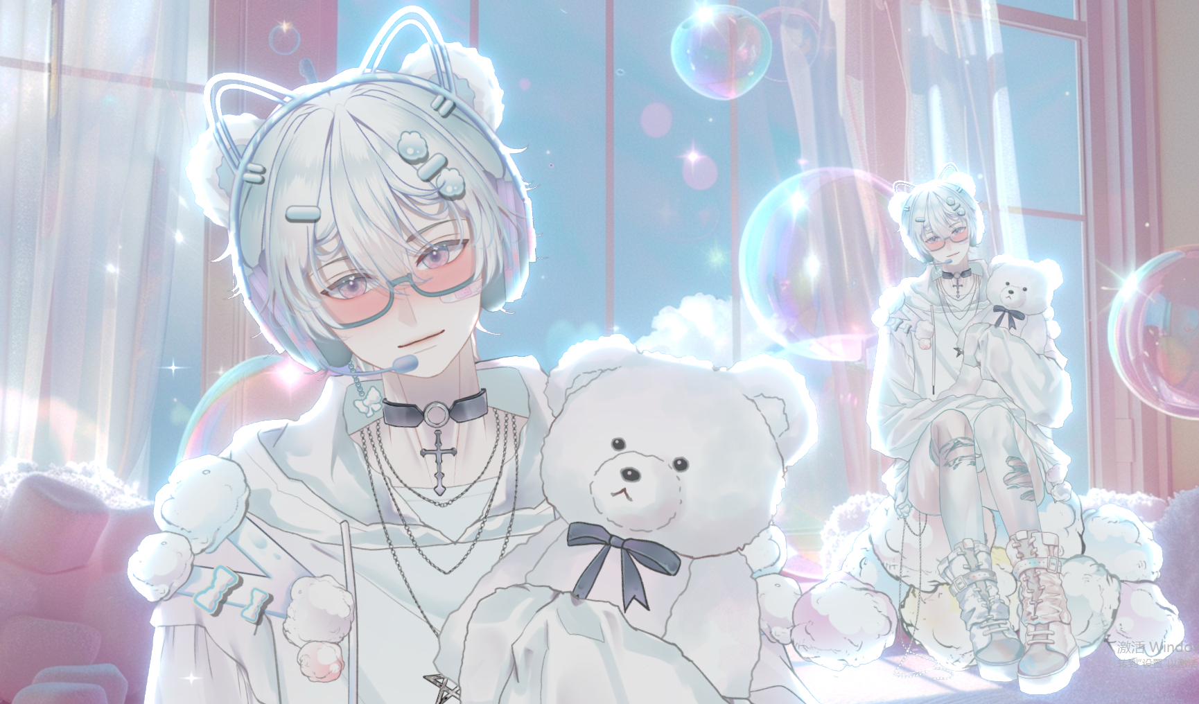 Live2d量贩模型-小熊棉花糖青年公皮vup直播公用成品皮套虚拟主播