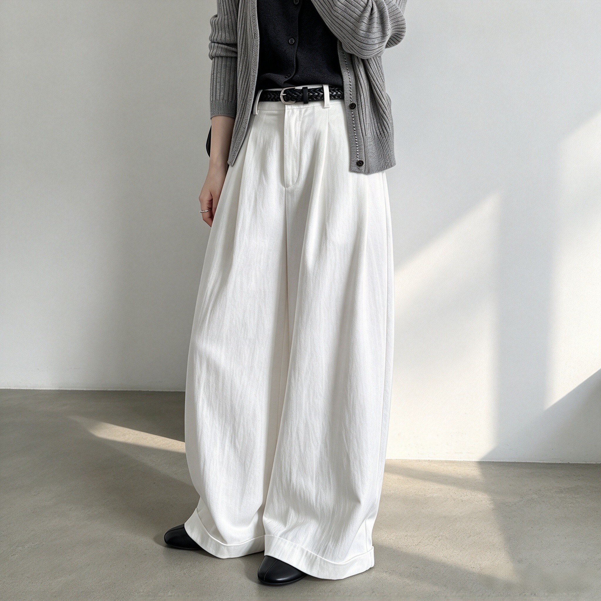山本风垂感高腰阔腿休闲裤女