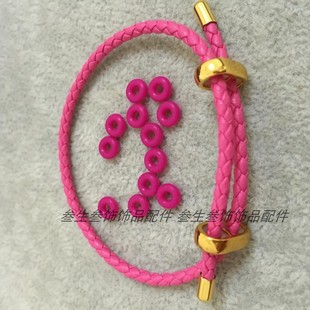 编织皮绳手绳可调节长度穿串转运珠饰品沙金银饰手链男女情侣闺蜜