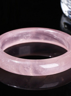 天然粉晶手镯 巴西老矿粉晶 冰透芙蓉石 圆条手镯 招桃花旺人缘女