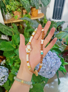 原创《 迷途的熊》库克象牙果 蜜蜡 绿松菩提两圈手串