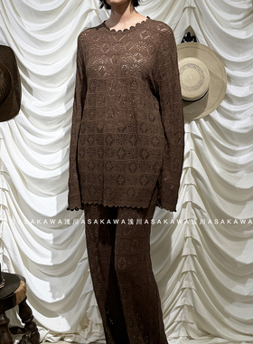 【ECRIVAIN】手工钩花圆领长袖针织衫 26SS春夏新款 浅川买手店