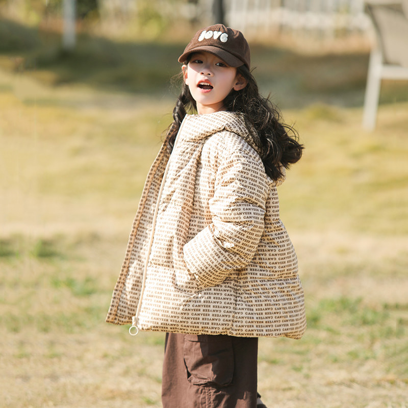 康衣儿女童羽绒服连帽款小中大儿童羽绒服保暖宝宝羽绒服外套印花