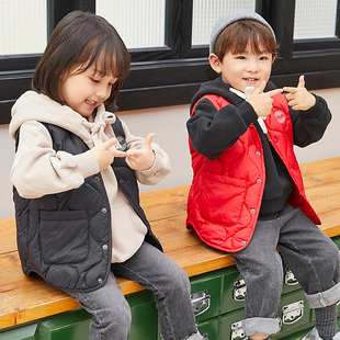 康衣儿儿童羽绒马甲女童羽绒服背心宝宝马夹男童轻薄款 秋冬内胆