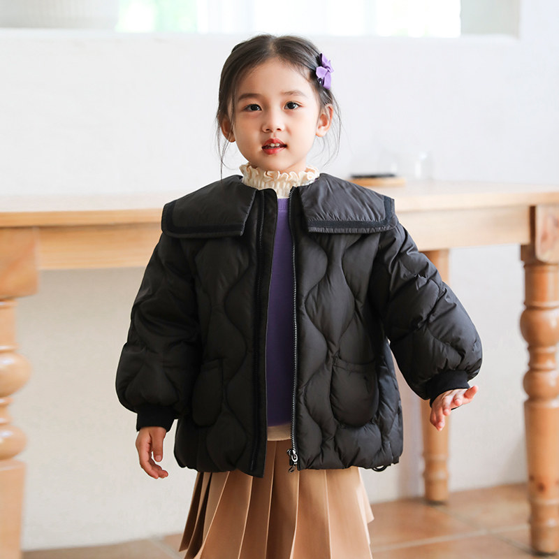 康衣儿宝宝羽绒服学院风中小童90绒女童羽绒服1-3-6-8岁儿童外套