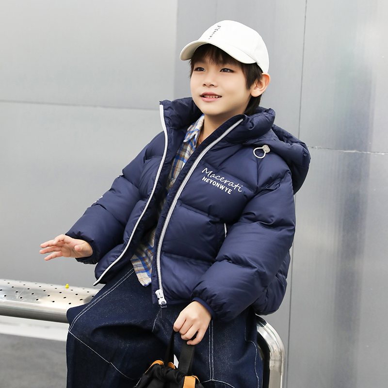 男童羽绒服短款2024冬季新款保暖90绒儿童羽绒服小中大童连帽外套
