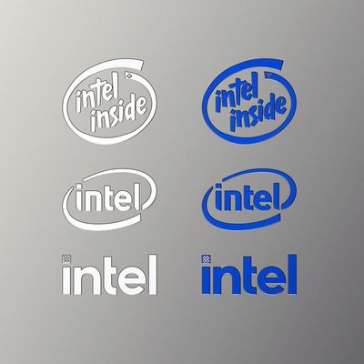 英特尔intel标志超薄分体金属logo贴纸电脑周边diy个性标识电镀贴