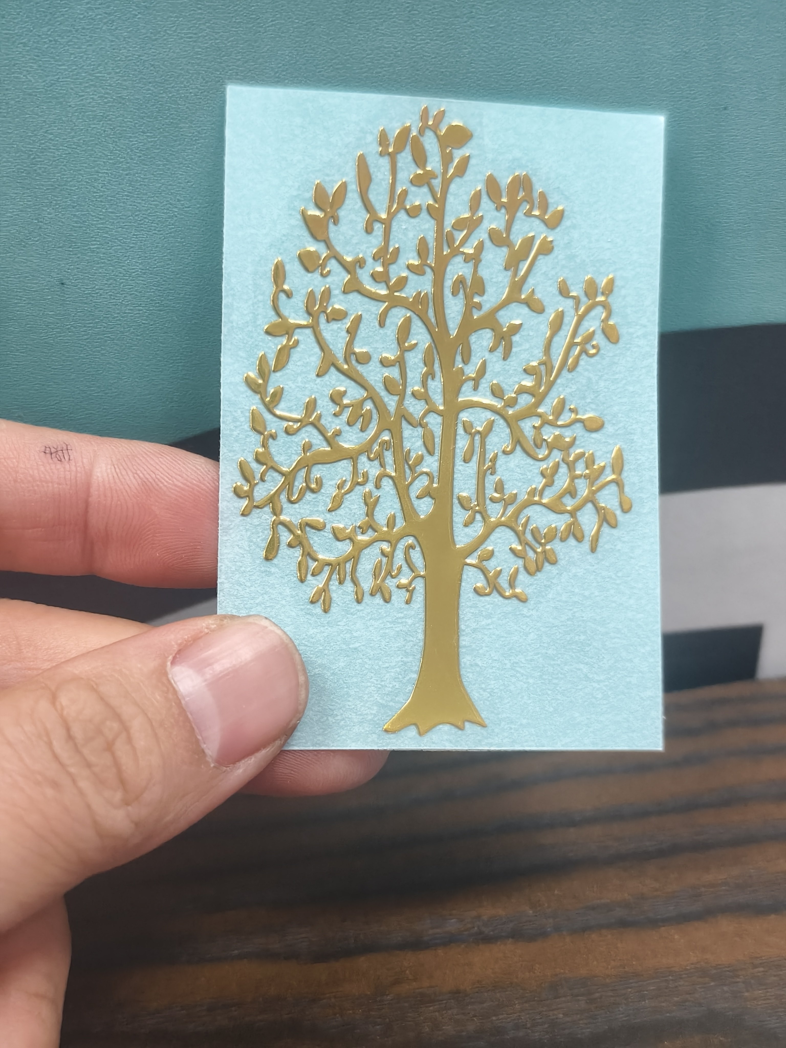 天官赐福发财树手机贴纸金属贴水晶滴胶麻将摆台杯垫装饰贴纸diy