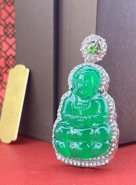 今日【都在抢】新款高级绿色高级复古绿钰观音项链富贵保平安吊坠