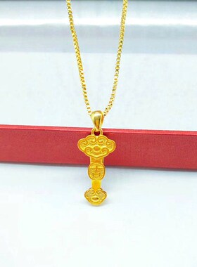 夏季新款吉祥如意真金锁骨链女款