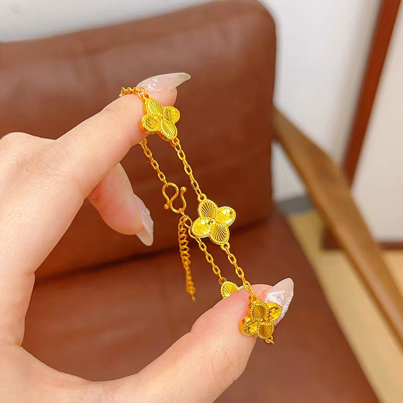 新款饰碎冰冰四叶花金色五花手链