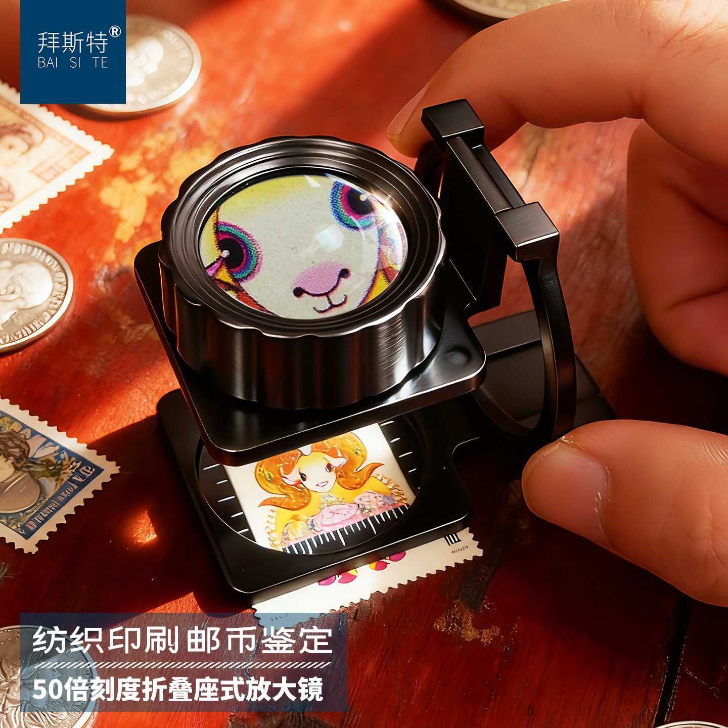 拜斯特50倍折叠放大镜带刻度