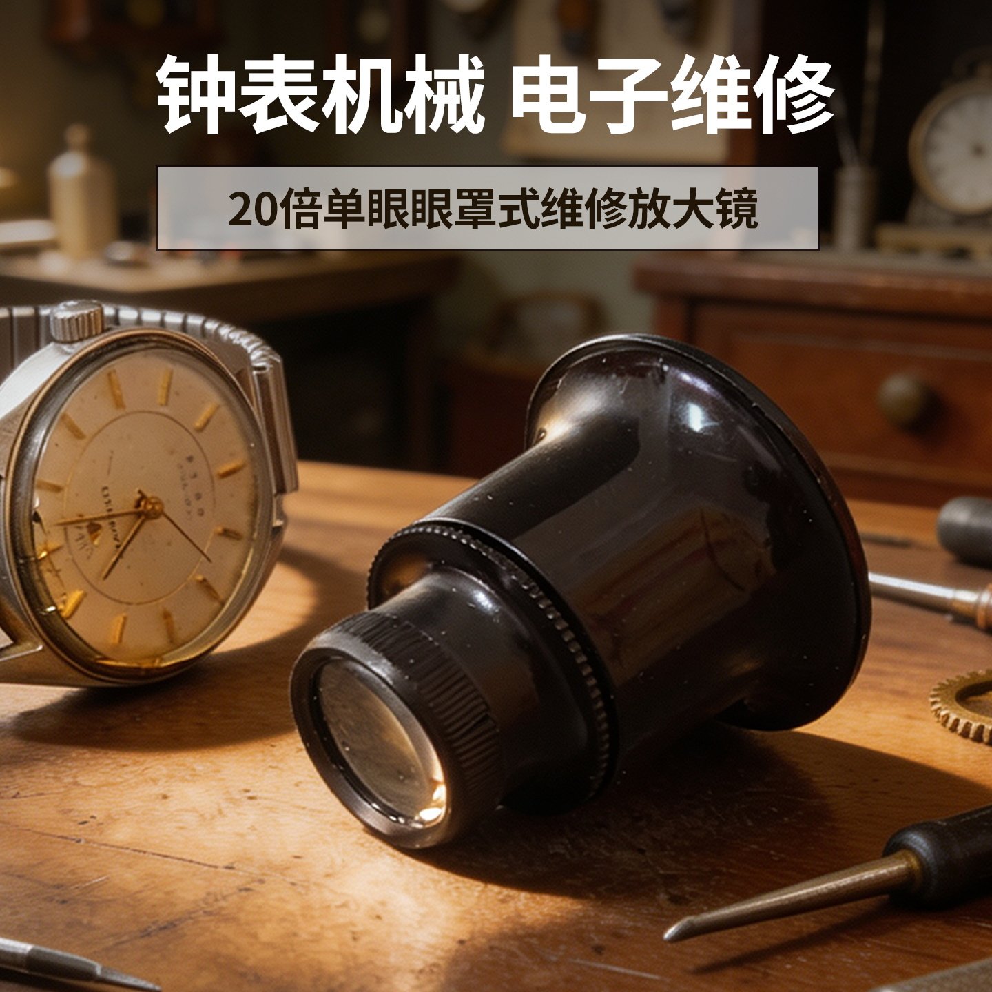 单眼罩放大镜高清20倍电子路板维修钟手表专用随身携带小型扩大镜