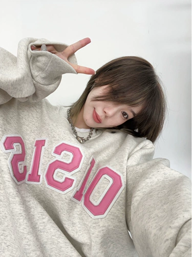 Весенняя ретро куртка для влюбленных, свитшот, в американском стиле, увеличенная толщина, оверсайз, с вышивкой