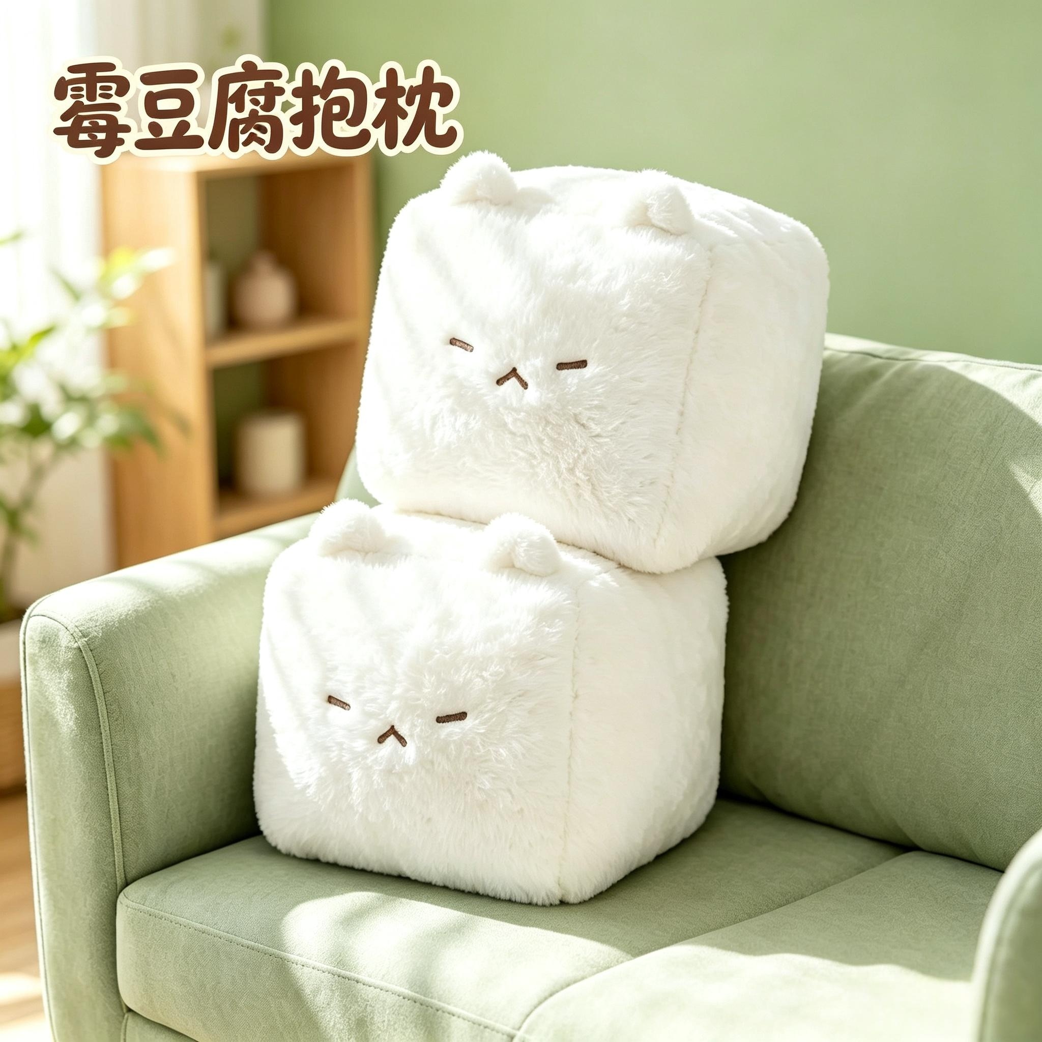 可爱猫咪霉豆腐沙发床上抱枕玩偶靠垫儿童毛绒玩具送女生生日礼物