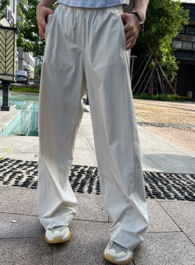 2025春夏新款日系时髦简约廓形高腰阔腿休闲裤宽松显瘦休闲长裤