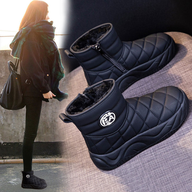 2025冬季女短筒加绒保暖雪地靴