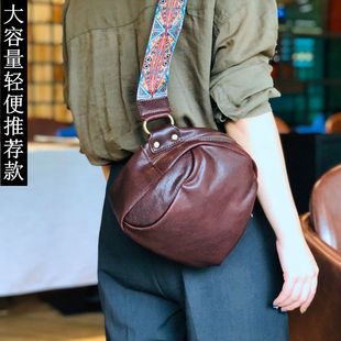 欧洲站女包真皮复古斜挎大容量休闲胸包百搭宽肩单肩挎包