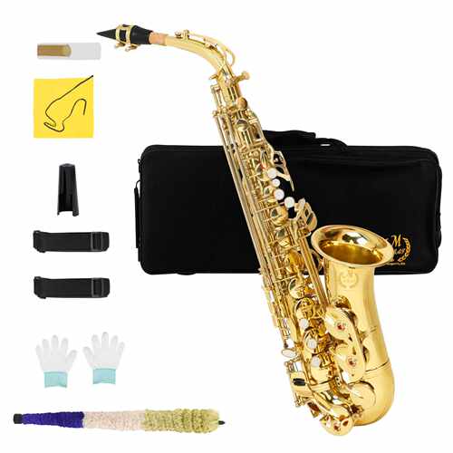 MBAT中音萨克斯风降E调漆金黄铜雕花萨克斯管乐器初学中音SAX