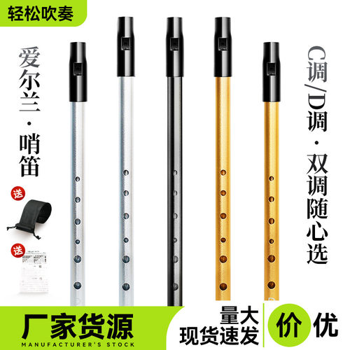 爱尔兰哨笛C调D调小学生专用六孔直笛儿童专业高低音笛子竖笛