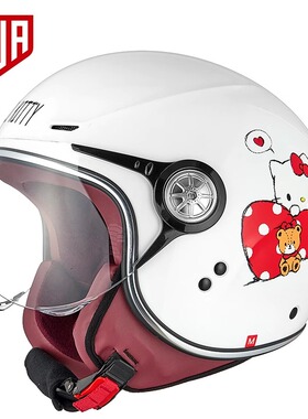AVA摩托车半盔夏季女HelloKitty可爱头盔儿童盔电动车安全帽四季