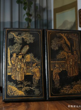 华颖堂老物件国粹精品80年代潮汕文房摆件家居饰品大漆器盒子收藏