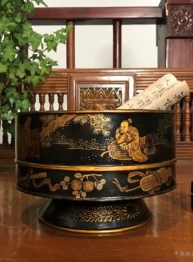 华颖堂老物件国粹精品收藏80年代潮汕文房摆件家居饰品大漆器木斗