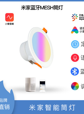 已接入米家智能筒灯直连米家小爱同学蓝牙MESH控制RGBCW无极调光