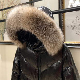 蒙口羽绒服毛领单买定制剪刀进口芬兰银狐银蓝狐狸毛领单卖高端