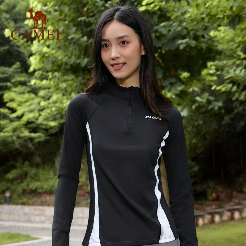 骆驼运动长袖速干t恤女夏季薄款弹力短袖健身跑步瑜伽上衣男