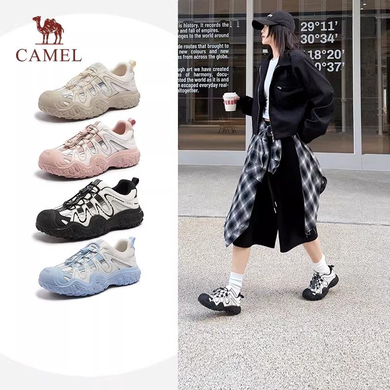骆驼极光女鞋2025秋季新款运动鞋女厚底户外登山鞋休闲老爹鞋子