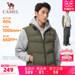 骆驼运动三防羽绒马甲男秋冬季 保暖防泼水羽绒服休闲背心外套 新款