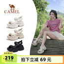2025夏季 运动老爹凉鞋 骆驼女鞋 新款 女款 厚底增高休闲魔术贴沙滩鞋