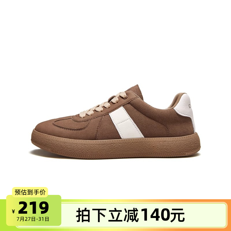 骆驼男鞋2025夏季新款休闲板鞋百搭潮流真皮运动复古德训鞋子男款