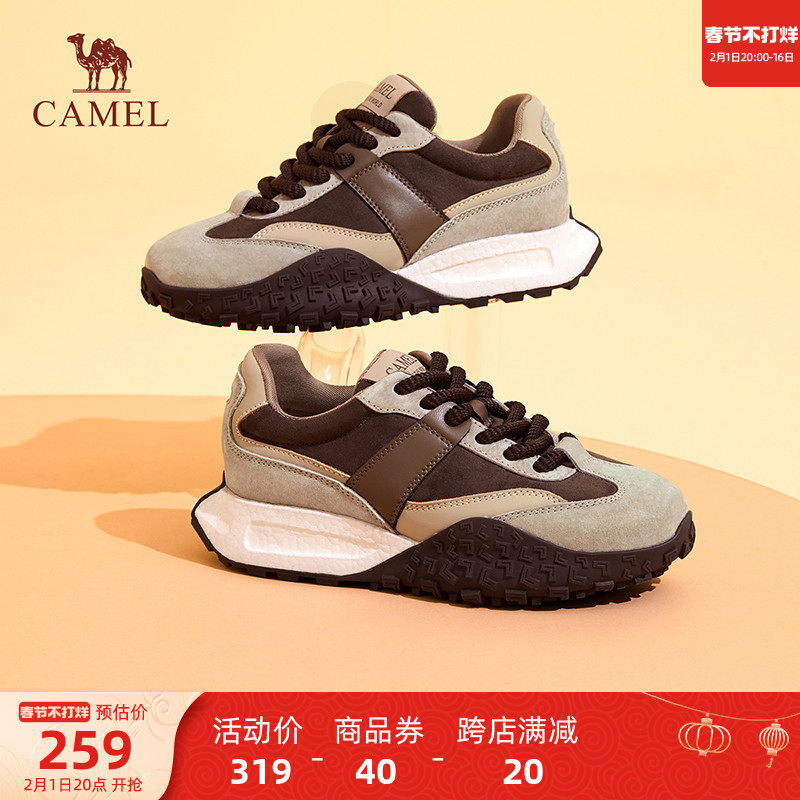 骆驼女鞋2024春季新款复古运动鞋女款慢跑鞋百搭厚底潮流休闲鞋子