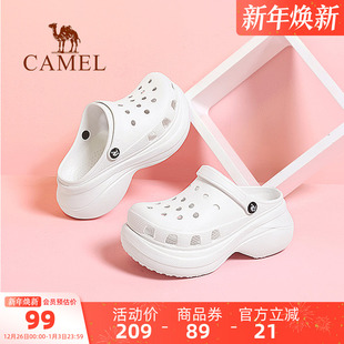 外穿透气厚底踩屎感防滑包头拖沙滩鞋 软凉拖鞋 女 女夏季 骆驼洞洞鞋