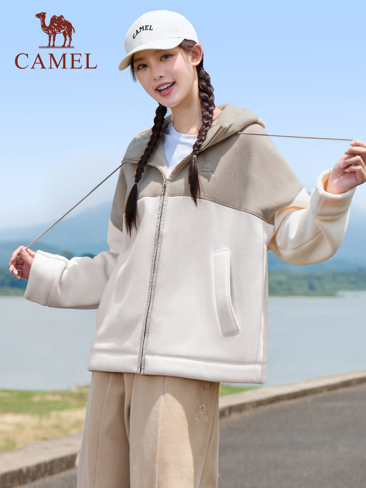 카멜 스포츠 플리스 자켓 남성 겨울 스탠드 칼라 폴라 플리스 자켓 스웨터 카디건 야외 안감 따뜻한 자켓